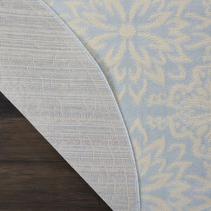 Nourison JUB06 Jubilant Transitional Floral Ivory/Light Blue Area Rug 5'XROUND