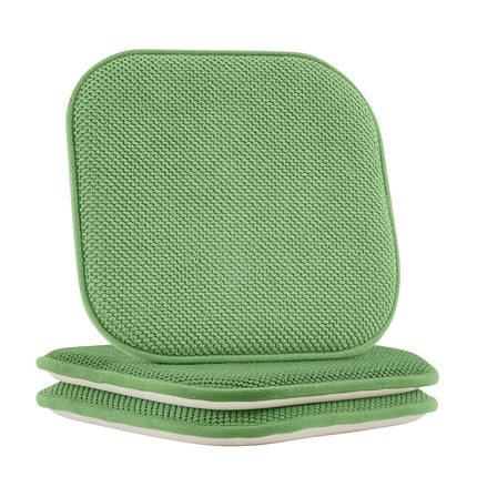 Elegant Comfort 2 Pack Chair Cushion Covers - Skid-Proof Rubber Backing - 16 x 16 Inch - Thick Dining Square Shape Seat Covers - Comfortable Textured Chair Pads with Ties - Honeycomb Pattern, Green