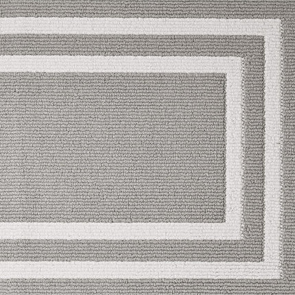 Nautica – Tapis de Couloir | Tapis de Couloir d'Intérieur et Tapis d'Entrée | Paillasson Antidérapant pour Entrée et Cuisine | Tapis d'Entrée Lavable en Machine | 2'2" x 3'9" | Double Bordure Gris Clair