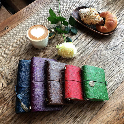 Refillable Leather Journal, Handmade Notebook with Bookmark for Men & Women, Vintage Notebook perfect for writing, gifts, travelers (Purple, Standard)