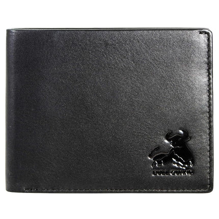 BULL GUARD Cartera para Hombre con Bloqueo RFID, Plegable, Piel Genuina Nappa Suave, Negra