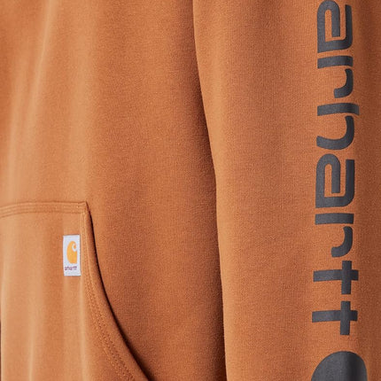 Carhartt Men's Loose Fit Midweight Logo Sleeve Graphic Sweatshirt Hooded Sweatshirt, Blue^brown, L Tall