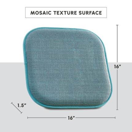 Elegant Comfort 2 Pack Chair Cushion Covers - Skid-Proof Rubber Backing - 16 x 16 Inch - Thick Dining Square Shape Seat Covers - Comfortable Textured Chair Pads with Ties - Mosaic Pattern, Aqua
