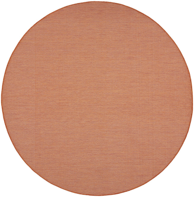 Nourison Positano Indoor/Outdoor Terracotta 8' x Round Area Rug, Easy Cleaning, Non Shedding, Bed Room, Living Room, Dining Room, Backyard, Deck, Patio (8 Round)