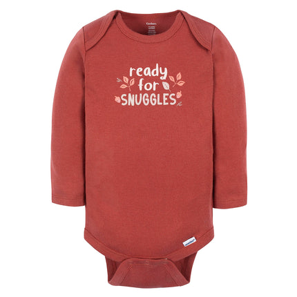 Gerber - Paquete de 6 bodys de manga larga para bebé niña, diseño de hojas, de 6 a 9 meses