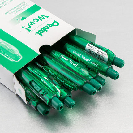 Pentel BK440 Retractable Ballpoint Pen and Ergonomic Triangular Grip Zone Pack of 12 Green