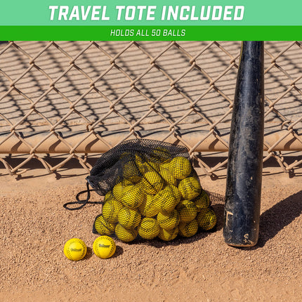 GoSports Mini Foam Baseballs for Pitching Machines and Batting Accuracy Training - 50 Pack