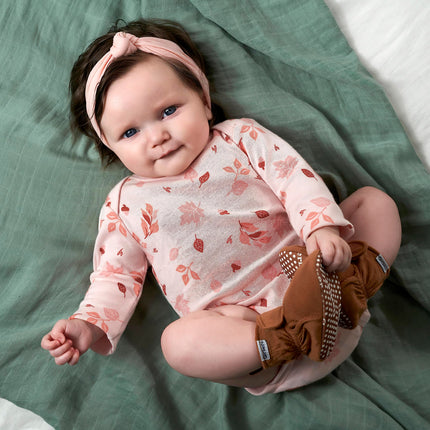 Gerber Paquete de 6 mamelucos de manga larga para bebé niña, diseño de hojas, de 3 a 6 meses