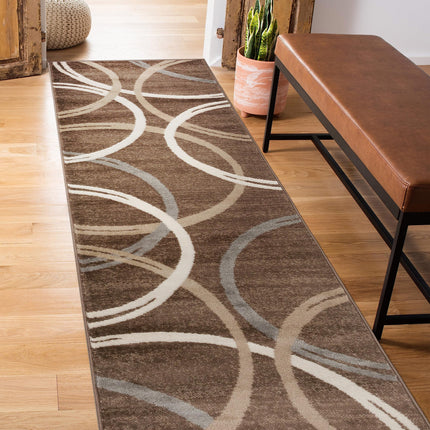 Rugshop Modern Wavy Circles Desing Runner Rug 2' x