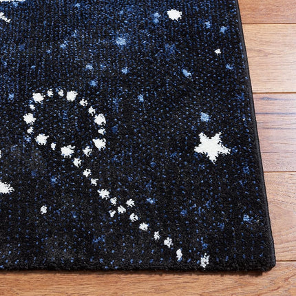 SAFAVIEH Carousel Kids Collection 3' x 3' Square Dark Blue/Light Blue CRK122M Outer Space Non-Shedding Nursery Playroom Area Rug