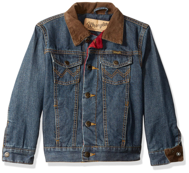 Wrangler Boys' Western Lined Jacket Denim, Sherpa Rustic Blue, XXL