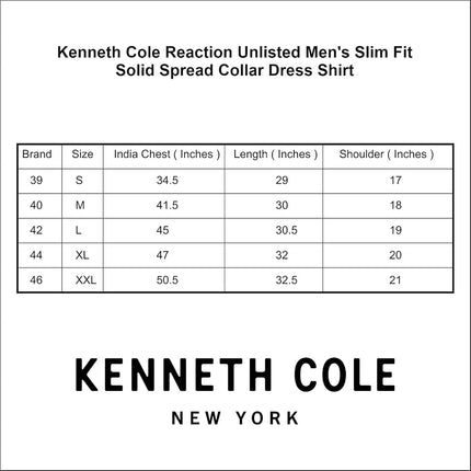 Kenneth Cole Men's Dress Shirt Slim Fit Solid, Sundew, 14"-14.5" Neck 32"-33" Sleeve