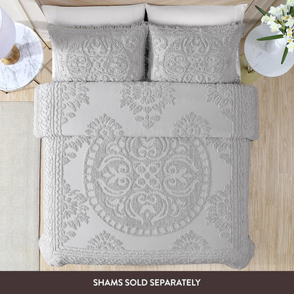 Beatrice Home Fashions Medallion Chenille Bedspread, King, Gray