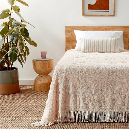 Beatrice Home Fashions Medallion Chenille Bedspread, Twin, Blush