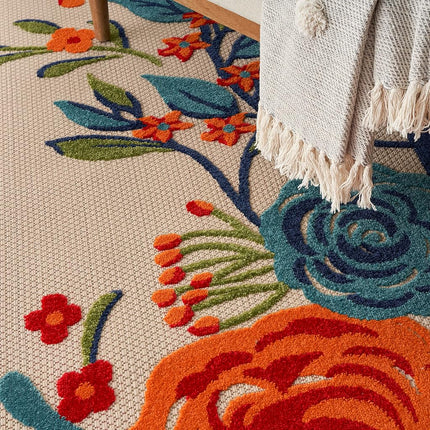 Alfombra de área Nourison Aloha para interior/exterior multicolor de 5'3" x 7'5", fácil de limpiar, no suelta pelo, para dormitorio, sala de estar, comedor, cocina (5x7)