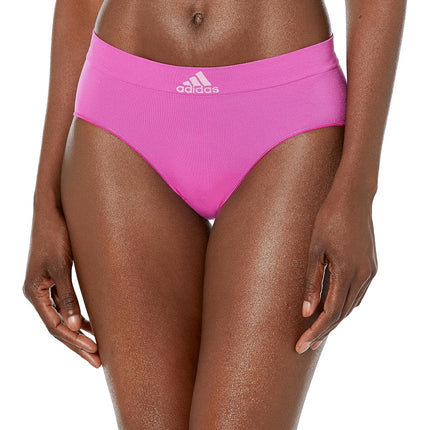 adidas Women's Seamless Brief Panties 3-Pack, Black With Stripes/Peach Whip/Semi Lucid Fuchsia, S