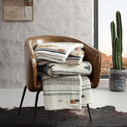 Wrangler Ultra Soft Plush Home Decor, All Season Reversible Sherpa Bedding Throw Blanket, 50 x 60, Coyote Sands Ivory