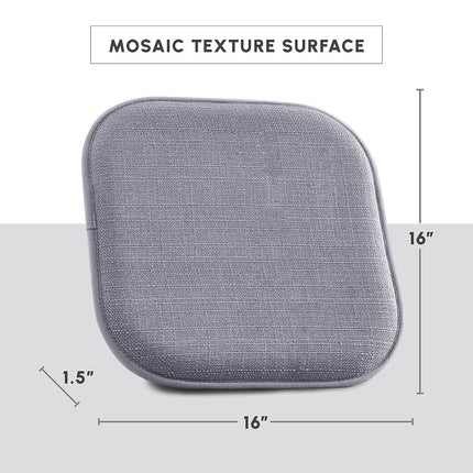 Elegant Comfort 2 Pack Chair Cushion Covers - Skid-Proof Rubber Backing - 16 x 16 Inch - Thick Dining Square Shape Seat Covers - Comfortable Textured Chair Pads with Ties - Mosaic Pattern, Gray