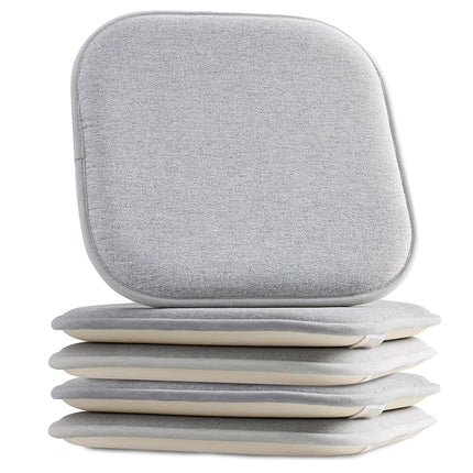 Elegant Comfort 4 Pack Chair Cushion Covers - Skid-Proof Rubber Backing - 16 x 16 Inch - Thick Dining Square Shape Seat Covers - Comfortable Textured Chair Pads with Ties - Thatch Pattern, Gray