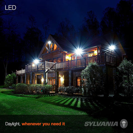 Sylvania Night Chaser LED PAR38 Light Bulb, 250W = 23W, 22 Year, Dimmable, Super Bright 2650 Lumens, Wet Rated, 5000K, Daylight - 2 Pack (41358)