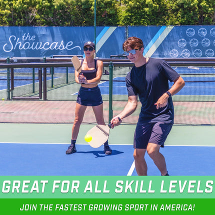 Ensemble de pickleball GoSports avec 4 raquettes, 4 balles de pickleball réglementaires et un étui de transport – Classique, Rétro, Bleu Acier ou Jaune