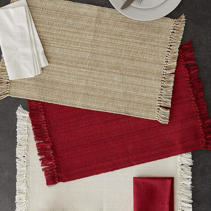 DII Tabletop Collection, Cotton, Tango Red, Placemat Set, 13x19