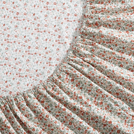 Laura Ashley - Queen Sheets, Cotton Percale Bedding Set, Crisp & Cool Home Decor (Emogene Burnt Orange, Queen)