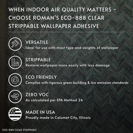 ROMAN’s ECO-888 Clear Strippable Wallpaper Adhesive. 4.5 kg | 3.78 L