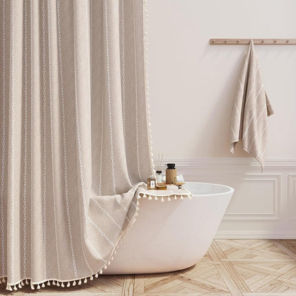BTTN 60 x 84 Boho Linen Heavy Duty Cloth Shower Cu