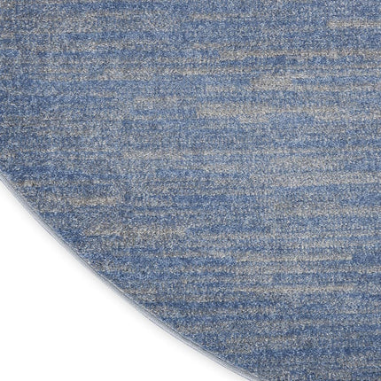 Tapis d'intérieur/extérieur Nourison Essentials rond bleu/gris de 1,20 m