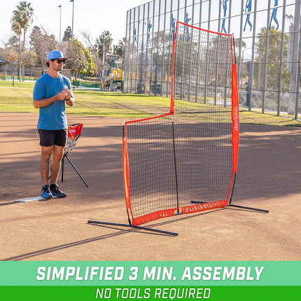 GoSports 7 ft x 7 ft Baseball & Softball L Screen - Pitcher Protection Net with Carrying Case