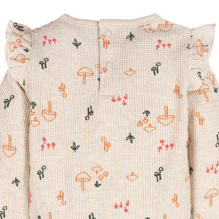 Gerber Baby Girls' 2-Pack Long Ruffle Sleeve Onesies, Mushrooms, 6-9 Months
