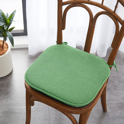 Elegant Comfort Lot de 4 housses de coussin de chaise – Dos antidérapant en caoutchouc – 40,6 x 40,6 cm – Housses de siège épaisses de forme carrée pour salle à manger – Coussins de chaise texturés confortables avec liens – Motif nid d'abeille, Vert