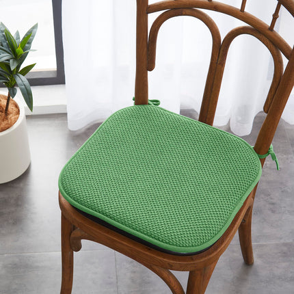 Elegant Comfort 2 Pack Chair Cushion Covers - Skid-Proof Rubber Backing - 16 x 16 Inch - Thick Dining Square Shape Seat Covers - Comfortable Textured Chair Pads with Ties - Honeycomb Pattern, Green