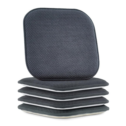 Elegant Comfort 4 Pack Chair Cushion Covers - Skid-Proof Rubber Backing - 16 x 16 Inch - Thick Dining Square Shape Seat Covers - Comfortable Textured Chair Pads with Ties - Honeycomb Pattern, Gray