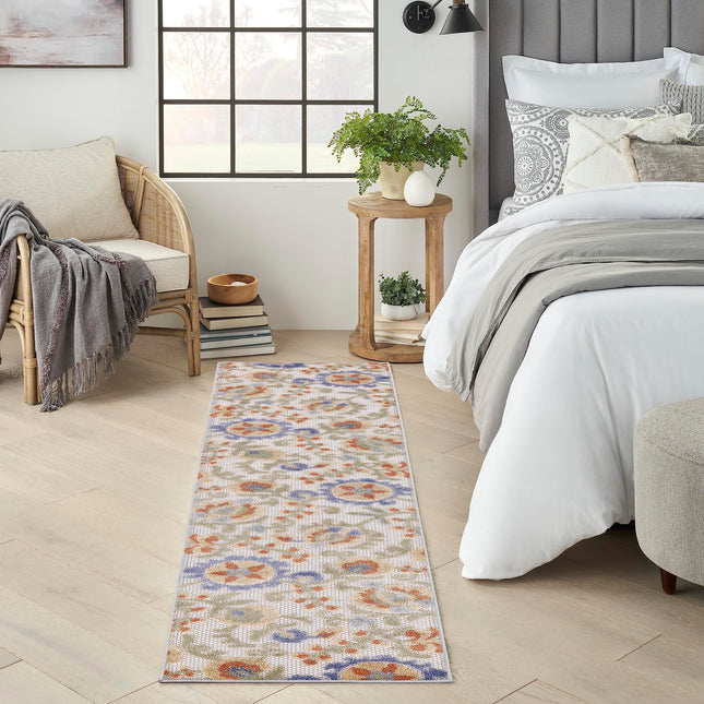 Nourison Aloha Indoor/Outdoor Ivory Blue 2' x 6' A