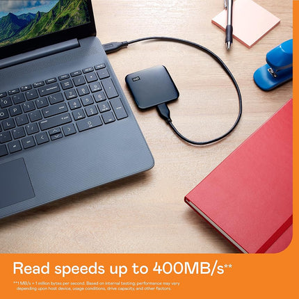 WD 2TB Elements SE SSD Portable SSD USB 3.0 up to 400 MB/s 2-meters drop resistance