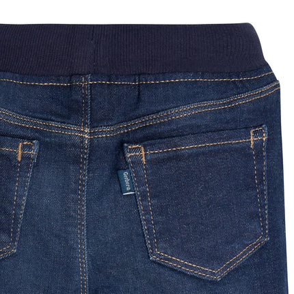 Gerber Baby Toddler Jeans ajustados de mezclilla elástica con cintura de canalé, mezclilla azul oscuro, 12 meses