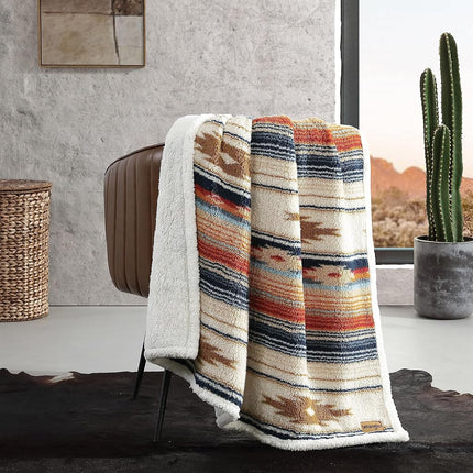 Wrangler Ultra Soft Plush Home Decor, All Season Reversible Sherpa Bedding Throw Blanket, 50 x 60, Coyote Sands Ivory