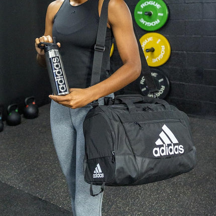 Adidas Defender 4 Small Duffel Bag, Black/White, 11.75"x20.5"x11", Defender 4 Small Duffel Bag