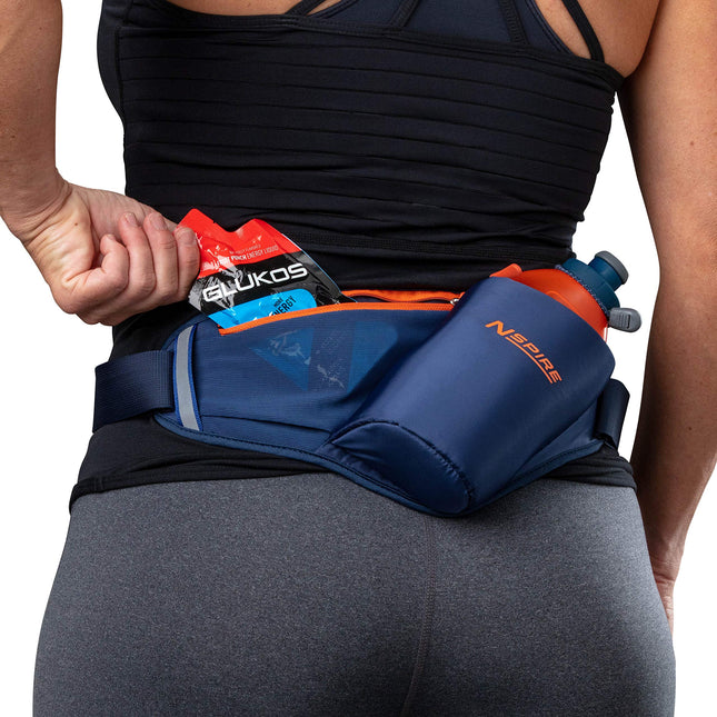 Nspire Hydration Ceinture Porte-Bouteille avec Gourde de 530 ml et Rangement – Course à Pied, Randonnée, Marche, Camping, Cyclisme