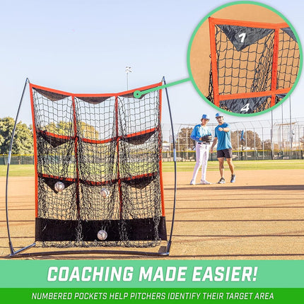 GoSports 9 Hole Baseball & Softball Pitching Strike Zone Target Net - XL 49 x 42 Inches