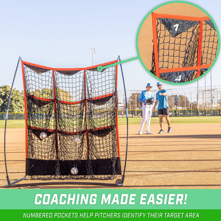 GoSports 9 Hole Baseball & Softball Pitching Strike Zone Target Net - XL 49 x 42 Inches