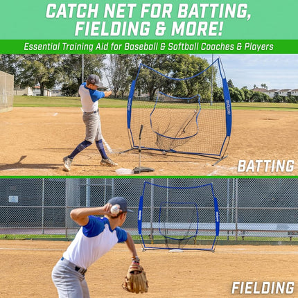 GoSports 7x7 ft Baseball & Softball Batting & Pitching Net with Strike Zone � Available in Team Colors - Royal