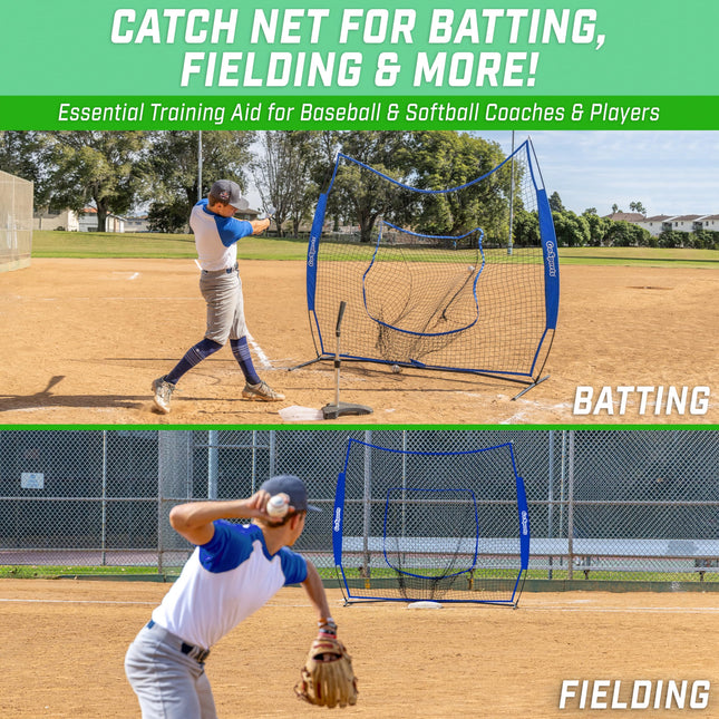 GoSports 7x7 ft Baseball & Softball Batting & Pitching Net with Strike Zone � Available in Team Colors - Royal