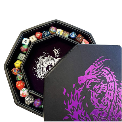Fantasydice- purple -Fire Dragon-Dice Tray - 8" Oc