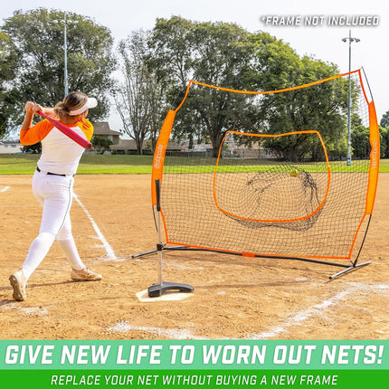 GoSports Team Tone Replacement 7 ft x 7 ft Baseball/Softball Net - Compatible with GoSports Brand 7 ft x 7 ft Baseball Net - Frame Not Included - Orange