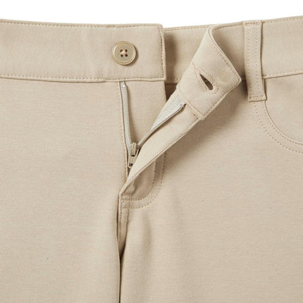 French Toast Girls' Stretch Skinny 5 Pocket Knit Pant, Khaki, 12 Plus