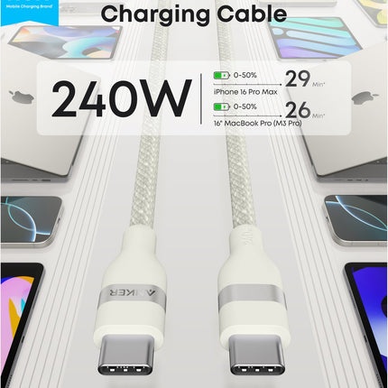 Anker USB-C to USB-C Cable (3 ft / 6 ft, 240W, Upcycled-Braided)