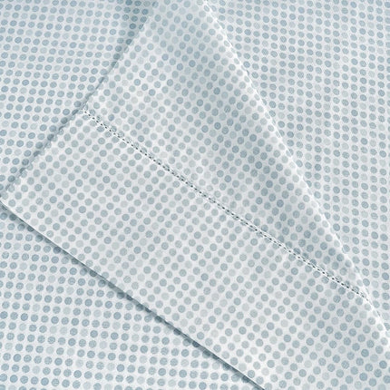 LANE LINEN 100% Organic Cotton Pre Washed Extra Long Twin Sheets Low Pill Fade Resistant Macine Wash Naturally Temperature Regulating Printed Cotton Sheets Twin XL Bed Sheets- Polka Dot Blue